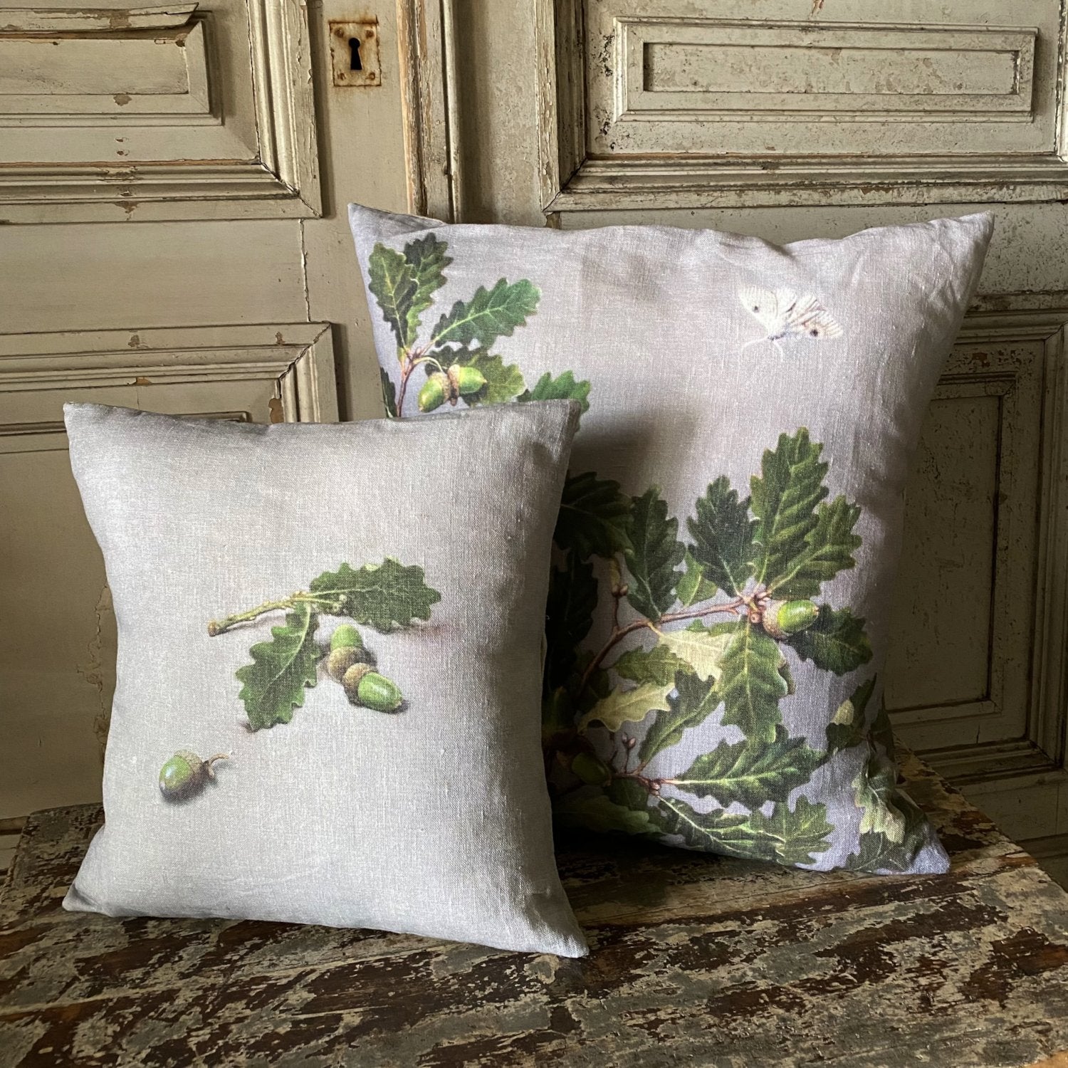 Anita Mertzlin Acorns and Leaves Linen Cushion