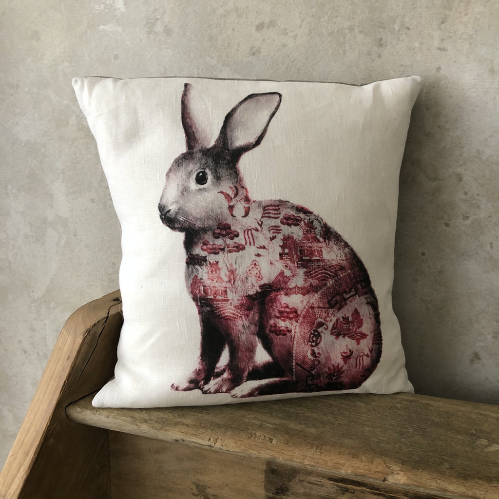 Anita Mertzlin Willow Rabbit Linen Cushion