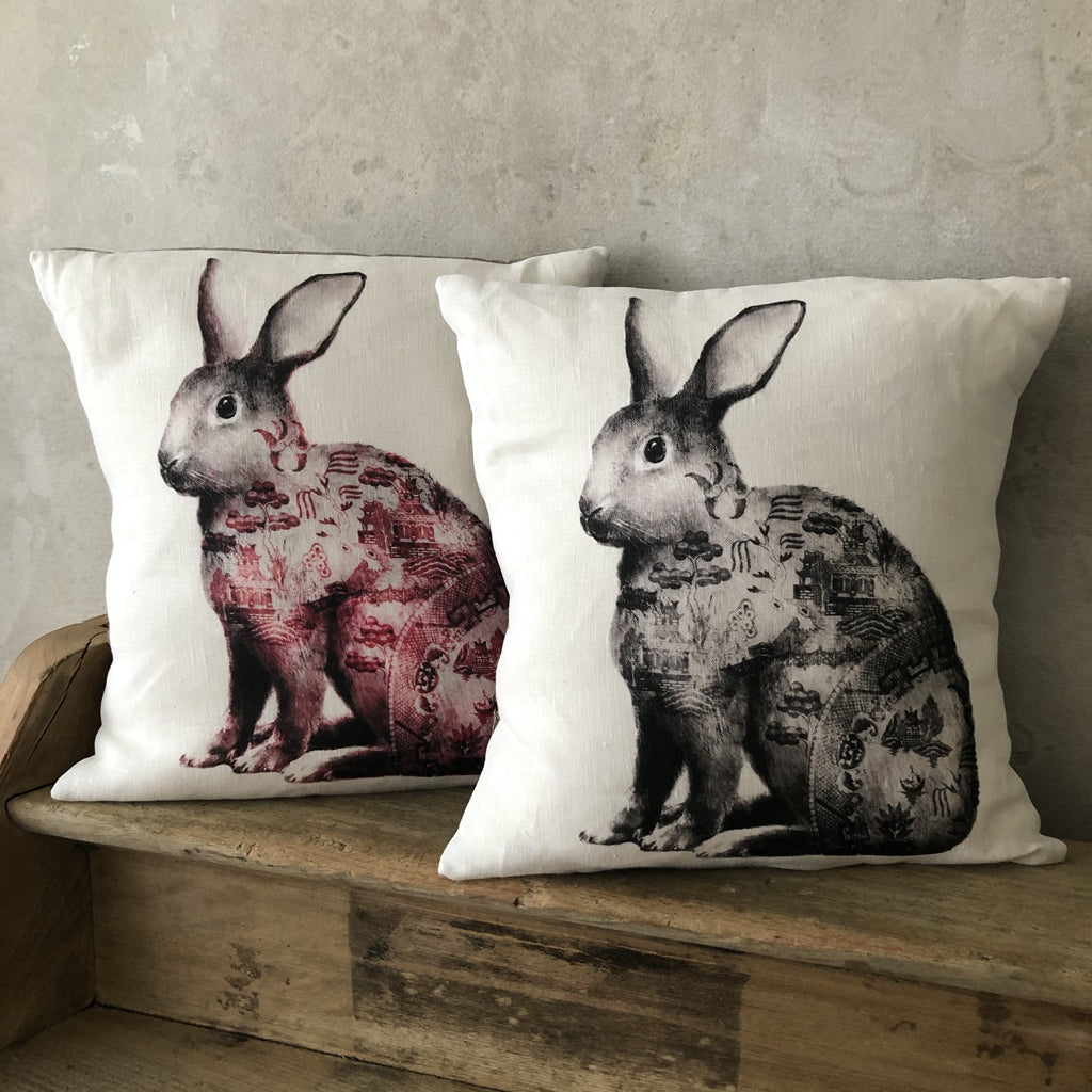 Anita Mertzlin Willow Rabbit Linen Cushion