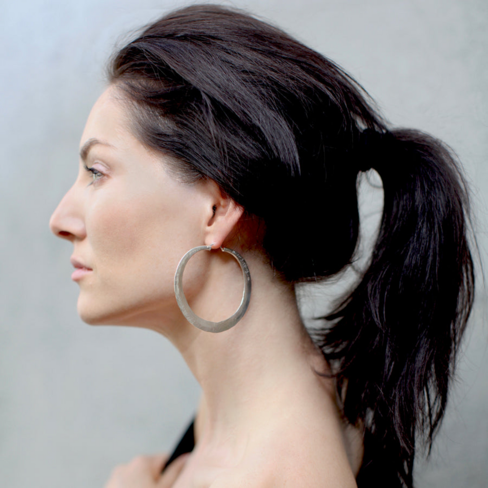 Hero Sisters Large Hammered Hoop Earrings