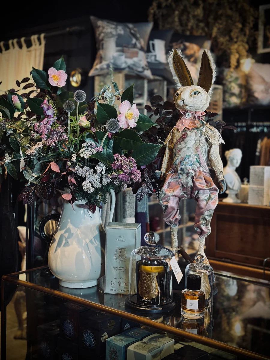 Hip Hip Decay rabbit sculpture displayed in the Manteau Noir store